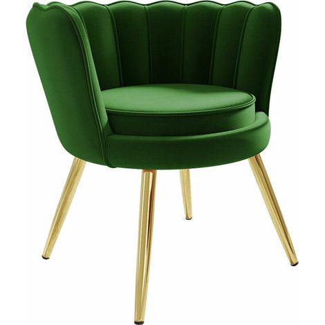 Fauteuil Comfivo Univae, Vert + Doré, 75x76x72cm, Tissu, Pieds: Métal, 0