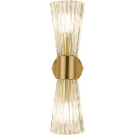 Applique da parete in ottone da 40 cm con dettagli in cristallo dorato, lampada da interni con base in vetro e oro (lampadina non inclusa) (1/4)