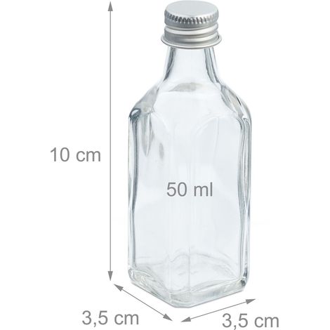 Set di mini bottiglie trasparenti per oli e liquori 10 x 3,5 x 3,5 cm in vetro trasparente 130014840