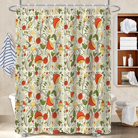 Ensemble rideau de douche polyester avec anneaux 180x180 naturel polyester pour salle de bain pour une déco qui inspire (1/5)
