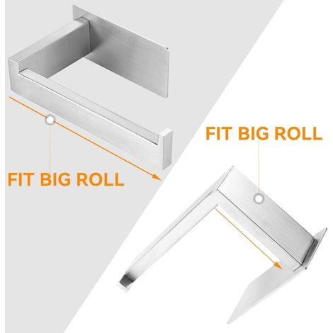 Porte Papier Toilettes, Support Papier Toilette sans Percage Acier Inoxydable SUS 304 Auto-adhésif Porte Rouleau Toilette pour Salle de Bain WC Cuisine Derouleur Carré,Argenté Brossé (1/4)