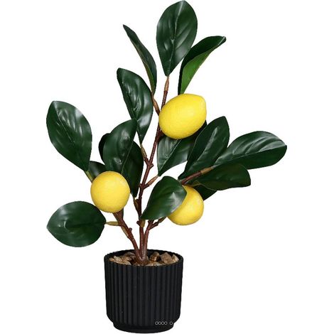 Mini Citronnier artificiel en pot H 30 cm avec 3 fruits pot déco