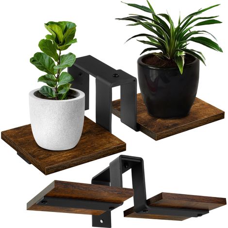 Supporto per fiori da loft FERNANDO RUSTIC nero, in rovere invecchiato (1/5)