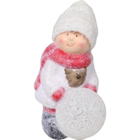 Statuetta in ceramica di un bambino con una palla a batteria, 15,5 cm (1/4)