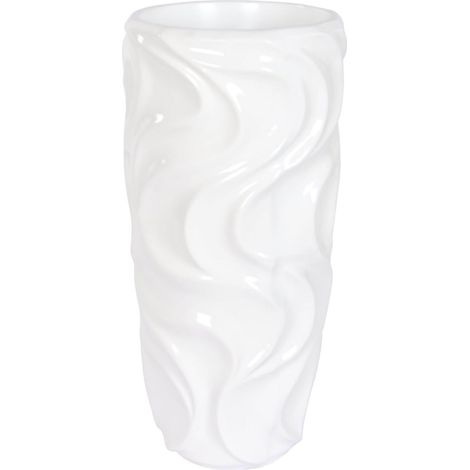 Cache-pot design ondulé élégant pour intérieur - Blanc pur (1/3)