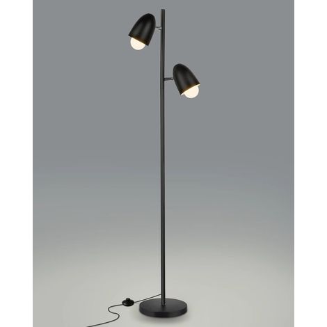 Lampe sur pied LED 12W – design double tête – éclairage chaud 3000K – interrupteur au pied – lampe de lecture moderne