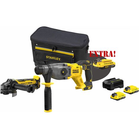 Kit Martello Tassellatore sds-plus 18V V20 Brushless SFMCH900B + Smerigliatrice a batteria 18V V20 Brushless SFMCG700 + Set energia + EXTRA OMAGGI FATMAXB. STANLEYB.