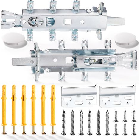 2 Pièces Suspension D'armoire Supports, Attaches Dissimulées pour Armoires Murales, Support de Suspension D'armoire de Cuisine Dissimulé, avec Vis et Couvercle, Poids du Roulement: 130kg (1/5)