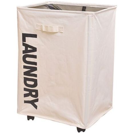 Cesta de almacenamiento plegable, cesta para ropa sucia, cesta de tela Oxford con cordón y soporte con ruedas, cesta para ropa sucia (1/5)