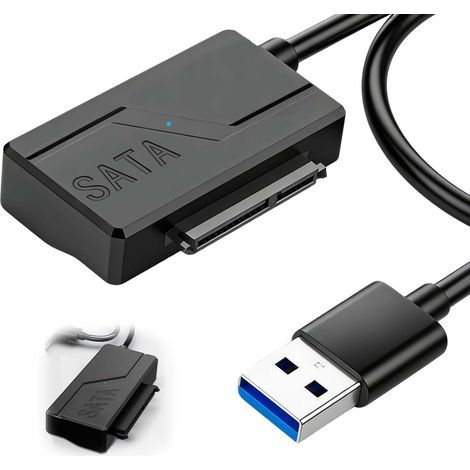 Câble SATA USB 3.0, Adaptateur SATA vers USB 3.0 pour Disques Durs HDD/SSD 2,5" et 3,5", 5Gbps Câble Adaptateur Disque Dur Externe Compatible avec Windows, Mac et Linux (1/5)