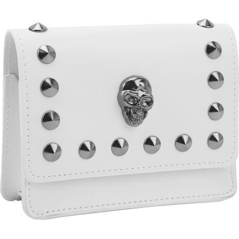 Étui de transport élégant pour télémètre de golf, blanc, avec rivets de protection. (1/5)