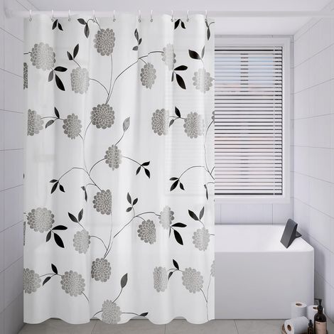 Rideau douche fleurs extra large 180x200 cm PEVA, anti-moisissure imperméable (1/5)