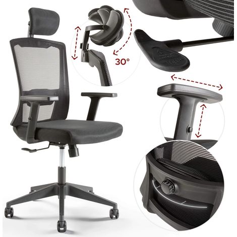 AREBOS Sedia da ufficio ergonomica sedia da scrivania con poggiatesta regolabil (1/5)