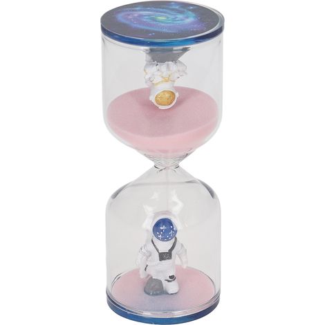 Sablier décoratif en forme d'astronaute, rose, 15 minutes, pour bureau, maison ou cuisine. (1/5)