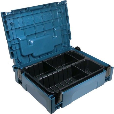 Makita MAKPAC 1 Organiser 2 Compartments 6 Dividers Stackable Tool Case Toolbox