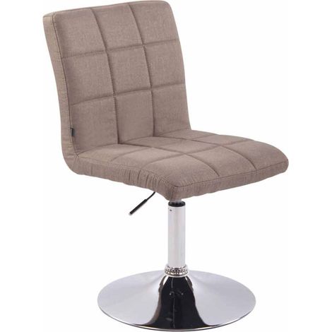 Silla de comedor x1 giratoria regulable en altura costuras cuadradas tela topo y patas de metal cromado 100008500 (1/4)