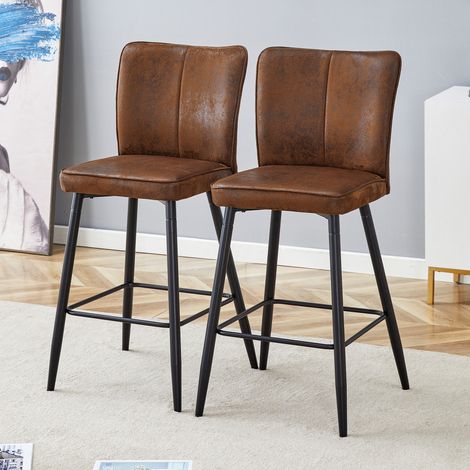 Ensemble de deux chaises de bar Chaise de bar Tabouret Haut Marron Métal 44x44x101cm (1/5)