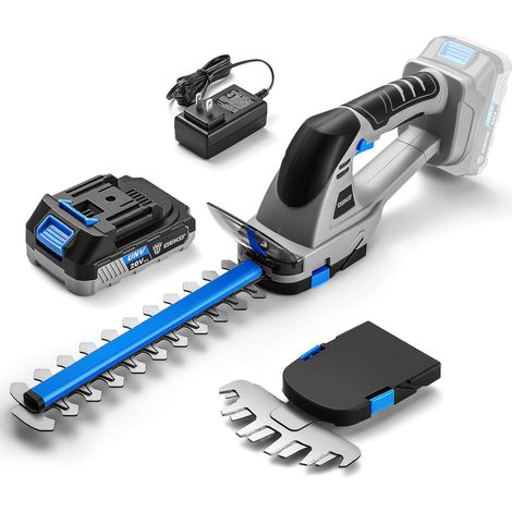 Taille-haie électrique Rechargeable 20V Batterie tronçonneuse 2-en-1 sécateur électrique avec Batterie et Chargeur 2000mAh, pour Patio Jardin pelouses (1/5)