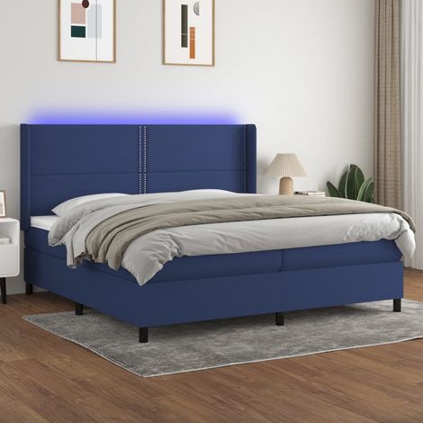 vidaXL Sommier à lattes de lit matelas LED Bleu 200x200 cm Tissu (1/5)