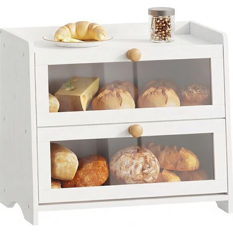 Boîte à pain pour comptoir de cuisine, boîte de rangement extra large en bambou pour pain fait maison, pain au levain, organiseur de boîte à pain pour comptoir, armoire (1/5)