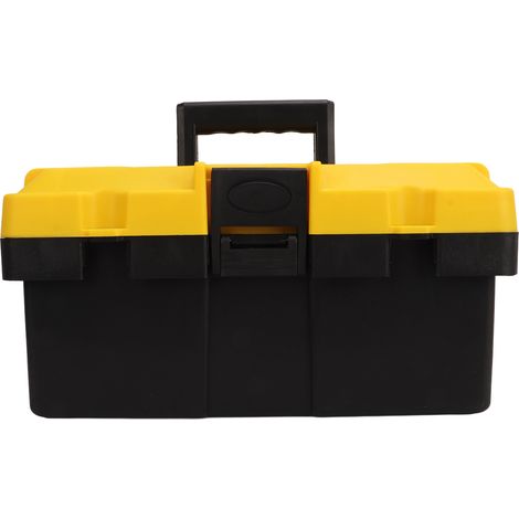 Boîte à outils en plastique à 2 niveaux, portable, avec poignée et verrouillage, idéale pour la maison, le bricolage et le garage (14 pouces). (1/5)