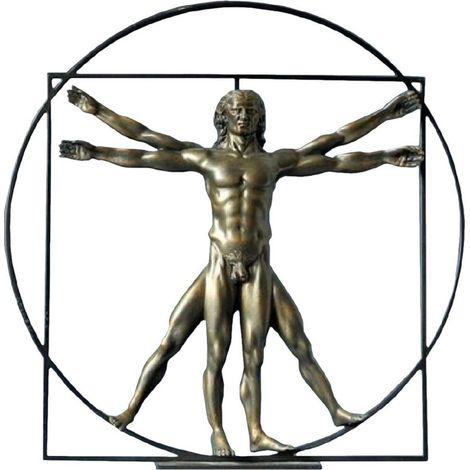 Statuette de collection homme de Vitruve 22 cm – Métal et résine couleur bronze – Détails méticuleux de Léonard de Vinci