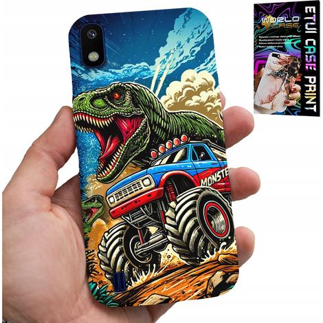 Hülle für Samsung A10 – Dinosaurier im Monstertruck-Muster für Kinder (1/5)