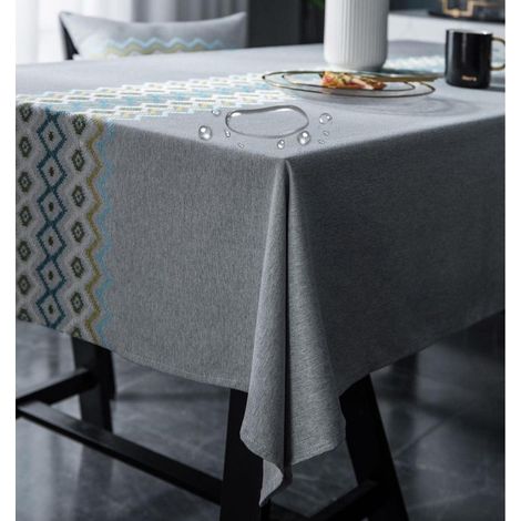 Outdoor Tischdecke 80x80 cm Grau, wasserabweisend, abwischbar, mit Stickerei