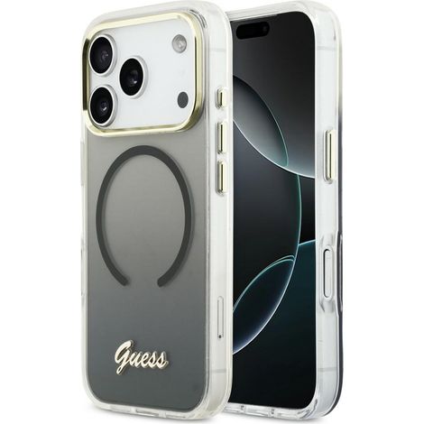 Funda metálica MagSafe Guess IML Gradient Script para iPhone 17 Pro Max negra (1/5)