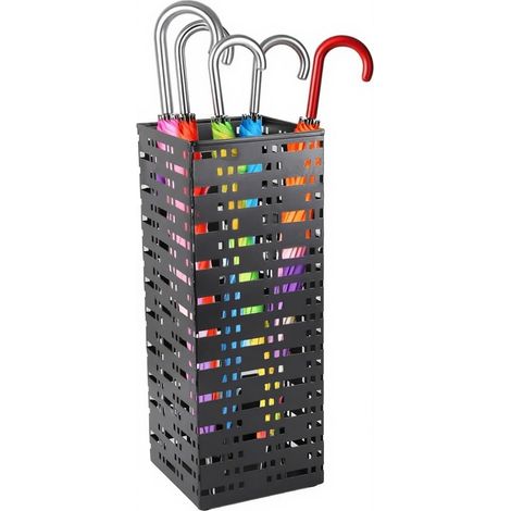 Porte Parapluie Metal Noir, Rangement Parapluies Carre en Grille (1/5)