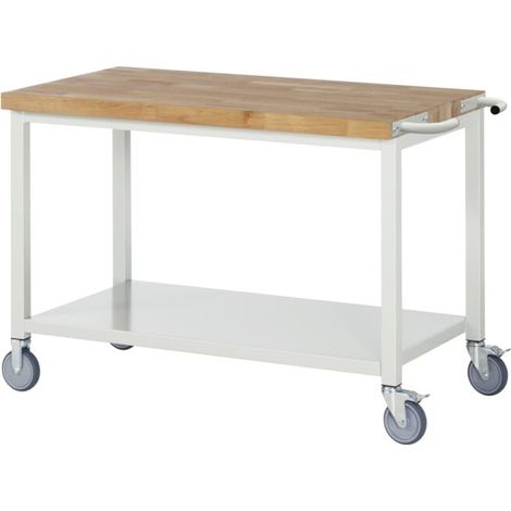 Etabli mobile brut avec tablette en tôle d'acier LxPxH 1250x700x880mm (1/5)