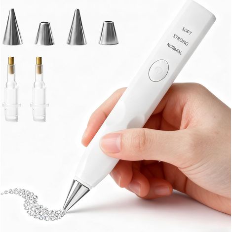 Kit de stylo de peinture diamant électrique avec 4 têtes de rechange et pompe à vide, 3 niveaux d'aspiration réglables, accessoires de peinture diamant rechargeables, sans fil, pour bricolage (1/5)
