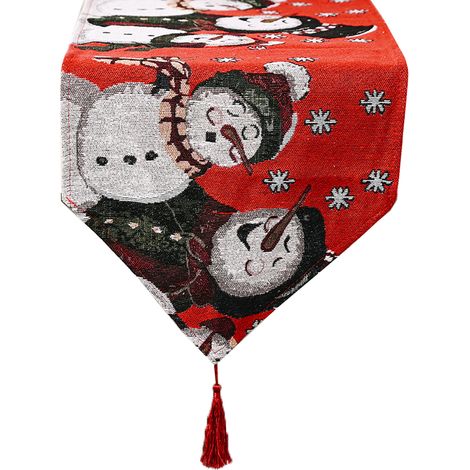 Weihnachtstischläufer mit Weihnachtsmannmotiv, kleine Tischdecke für die festliche Dekoration im Esszimmer, Stil 5