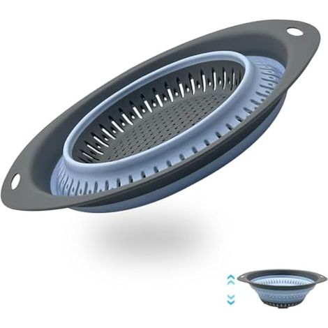Passoire Pliable en Silicone pour Cuisine - Pates, évier, Lavabo - Panier de Vidange Elliptique (1/4)