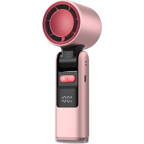 Ventilateur portable haute performance avec écran numérique, 100 niveaux de puissance réglables, design compact et pliable, idéal pour le rafraîchissement personnel – rose