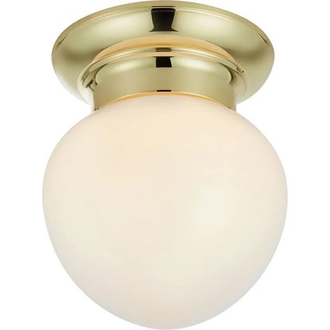 Plafonnier Ronda laiton verre blanc E27 IP44 salle de bain 40W début XXe siècle - Markslojd