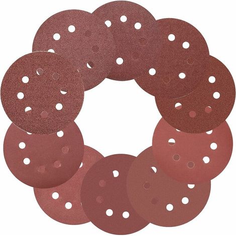royaluxe - 100Pièce Disque de Ponçage Papier Poncer 125mm Disque Abrasif de 40/60/ 80/100/120/150/180/240/320/400 pour Ponceuses orbitale (10 disques par taille de grain) (1/5)