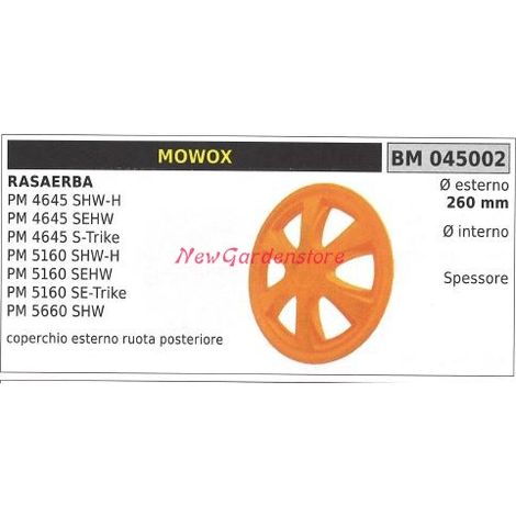 Coperchio Ruota posteriore MOWOX rasaerba tosaerba tagliaerba PM 4645 shw-h 045002