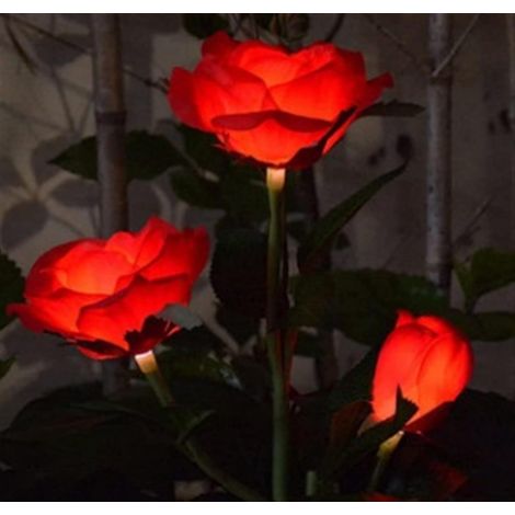 Lumiere Solaire Exterieur,Lampe Solaire De Jardin,Lumières De Fleurs,Lampe De Paysage De Jardin Imperméable,Simulation Solaire à LED Fleur De La Fleur Rose,Lampe De Pelouse Extérieure  (Rouge 1pièces)
