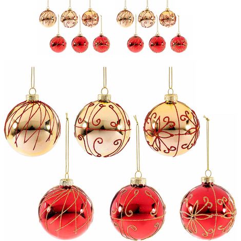 Palline in vetro colorato da appendere per albero di Natale - 12 pezzi, diametro 8 centimetri (1/4)