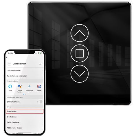 Interrupteur tactile intelligent 2,5D pour volet roulant avec minuterie et fonction pourcentage – Commande vocale Alexa/Google, Wifi, Smart Home (1/5)