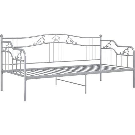 Schlafsofa Bettgestell Grau Metall 90x200 cm vidaXL (1/4)