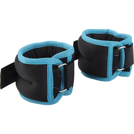 Paire de poids chevilles ajustables 1.1lb, entraînement force, sable lesté poignets, course marche, bleu noir, charge réglable renforcée (1/5)