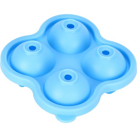 Moule à Glaçons Silicone 4 Boules - Bac à Glaçons Rond pour Cocktails et Boissons - Accessoire de Cuisine Bleu Ciel