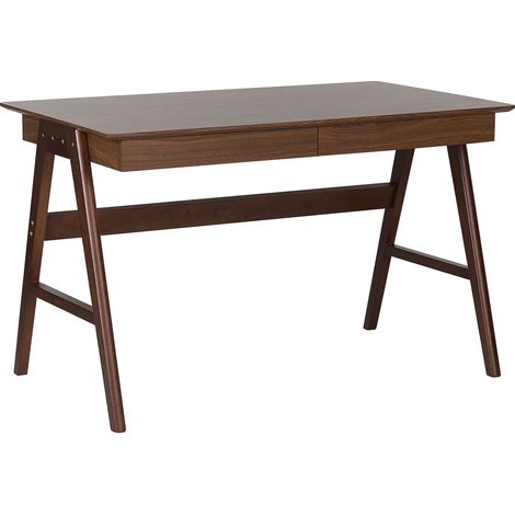 Home Office Desk SHESLAY Dark Brown 120 cm 70 cm with Storage