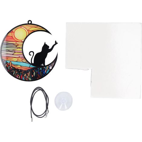Pendentif décoratif en verre coloré pour chat disparu TYU400 - Ornement acrylique UV imprimé pour fenêtre, hommage à la perte de votre félin. (1/5)