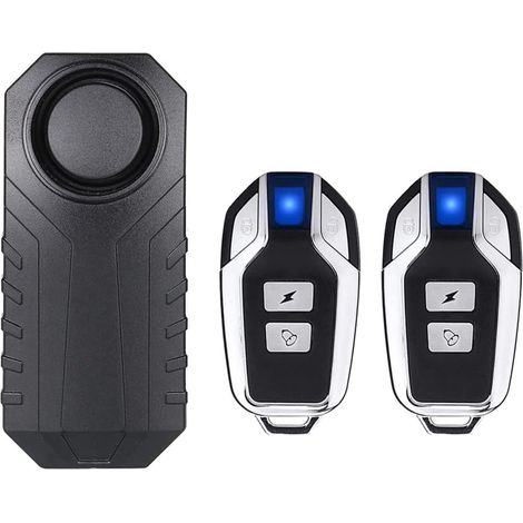 Sistema di allarme antifurto per moto/bici, impermeabile, 113 dB, con sensore di vibrazione e movimento (2 telecomandi inclusi)