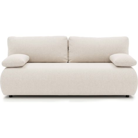 Canapé droit VELUTO convertible avec coffre en polyester et structure bois - Beige (1/5)