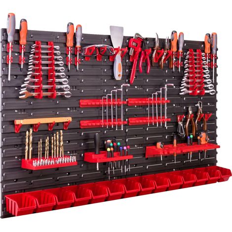Panneau à Outils, 117 cm x 78 cm, Matériau Plastique, Configuration Mobile, Installation Murale Facile, Convient pour Divers Outils (1/5)