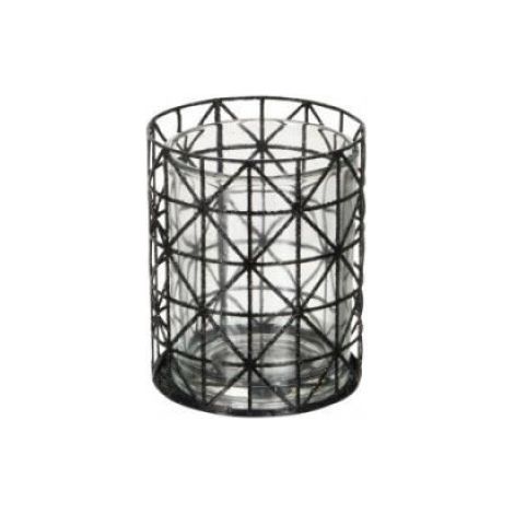 Photophore - - Verre avec motifs en métal noir - Style contemporain - Objets décoratifs (1/2)